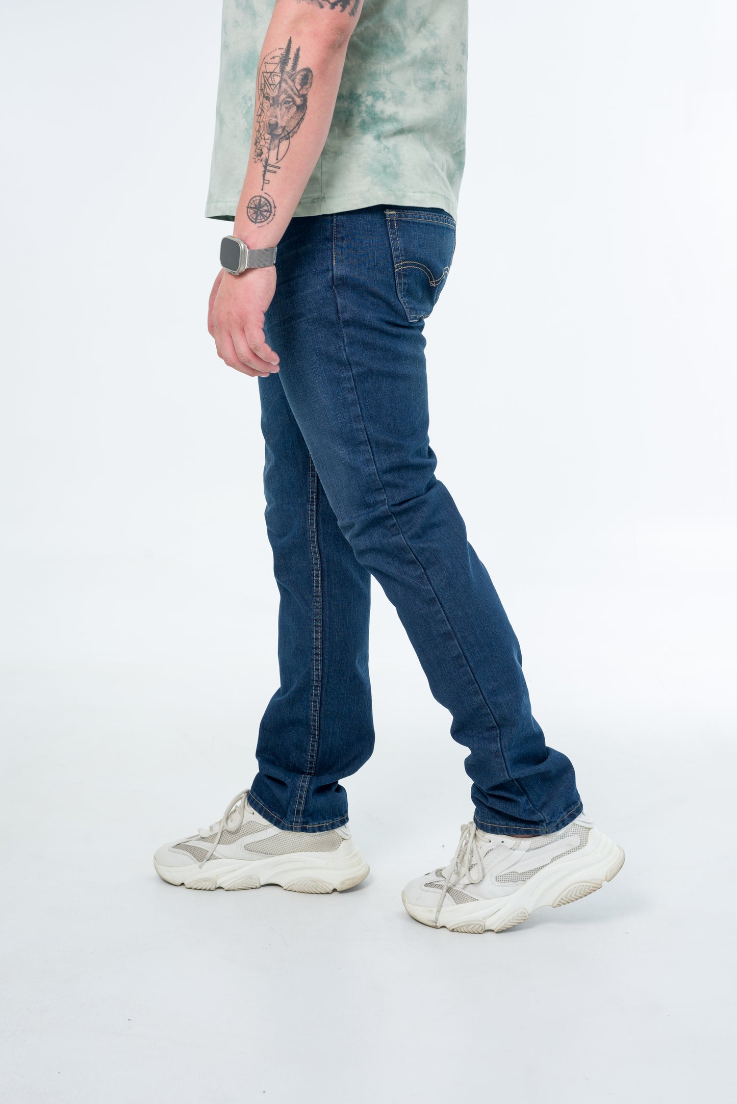 Straight Leg Washed Out 2510 Recto Azul petroleo